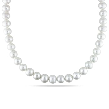10 - 11 MM Freshwater Cultured Pearl Strand with Sterling Silver Ball Clasp