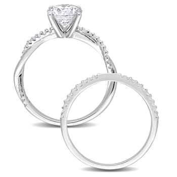 1 1/2 CT TGW Created Moissanite Engagement Ring Set in 10K White Gold