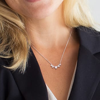 2 1/2 CT DEW Created Moissanite Multi-Heart Necklace in Sterling Silver
