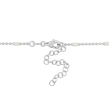 White Enamel Ball Link Bracelet in Sterling Silver