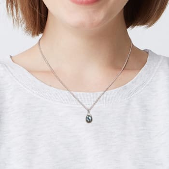8-9MM Black Tahitian Cultured Pearl and Diamond Accent Pendant with
Chain in Sterling Silver