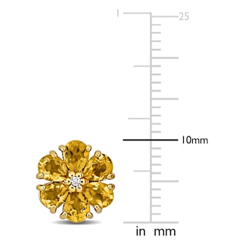 1 3/4 CT TGW Citrine and White Topaz Flower Stud Earrings in Yellow
Plated Sterling Silver
