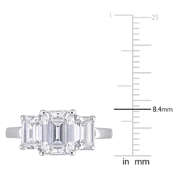 2-3/4 CT DEW Created Moissanite 3-Stone Engagement Ring in 10K White Gold