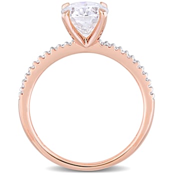 2 CT DEW Created Moissanite and 1/10 CT TW Diamond Engagement Ring in
14K Rose Gold