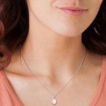 1 CT TGW Opal Solitaire Pendant With Chain in Sterling Silver