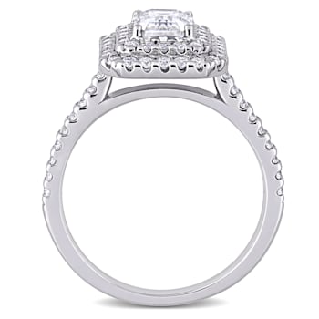 1-5/8 CT DEW Created Moissanite Double Halo Engagement Ring in 10K White Gold