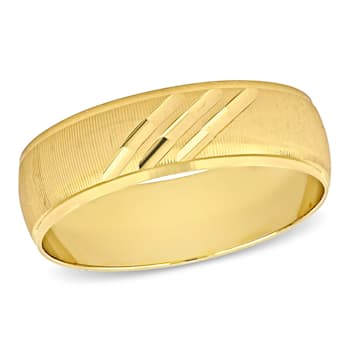 Men's 6mm Polished Finish Comfort Fit Wedding Band in 10K Yellow Gold