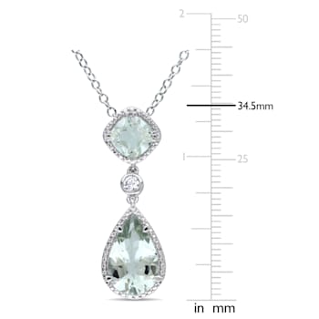 5 CT TGW Green Quartz and Created White Sapphire Teadrop Halo Pendant
with Chain in Sterling Silver