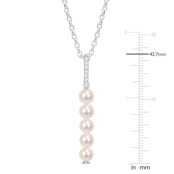 4.5-5MM Freshwater Cultured Pearl and 1/5 CT TGW Topaz Pendant with
Chain in Sterling Silver
