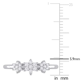1/5 CT TW Diamond Floral Band in Sterling Silver