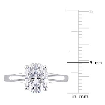 2 CT DEW Created Moissanite Solitaire Engagement Ring in 14K White Gold