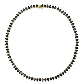 50 1/2 CT TGW Created Black Spinel Tennis Necklace in Yellow Plated
Sterling Silver