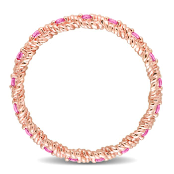 1/5 CT TGW Created Pink Sapphire Infinity Eternity Ring in 10K Rose Gold