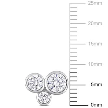 2 3/4 CT TGW Cubic Zirconia 3-Stone Earrings in Sterling Silver