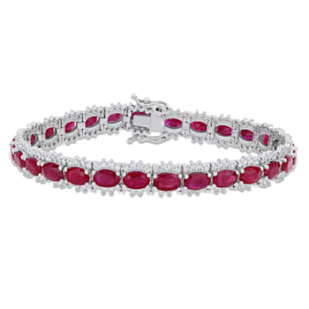 16 4/5 CT TGW Ruby and 2 1/4 CT TW Diamond Bracelet in 14K White Gold