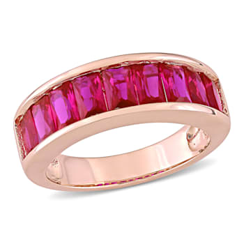 2 3/4 CT TGW Created Ruby Semi-Eternity Anniversary Ring in Rose Plated
Sterling Silver