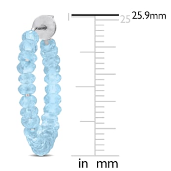2 7/8ctw Sky Blue Topaz Beaded Hoop Earrings in Sterling Silver