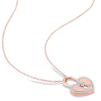 1/5ctw Diamond Heart Lock Pendant with Chain in 18K Rose Gold Over
Sterling Silver