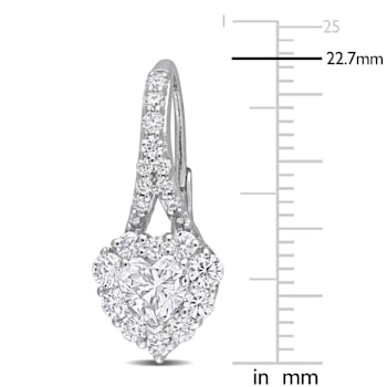 2 CT DEW Created Moissanite Heart Halo Leverback Earrings in Sterling Silver