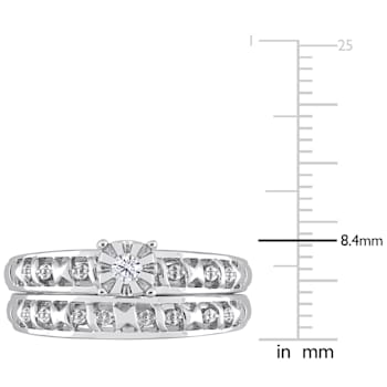 Diamond Bridal Set in Sterling Silver