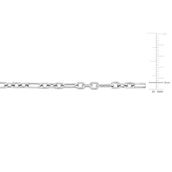 3MM Diamond Cut Figaro Chain Necklace in Sterling Silver