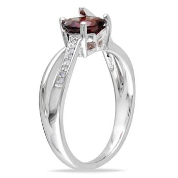 1 1/4 CT TGW Garnet and Diamond Accent Heart Ring in Sterling Silver