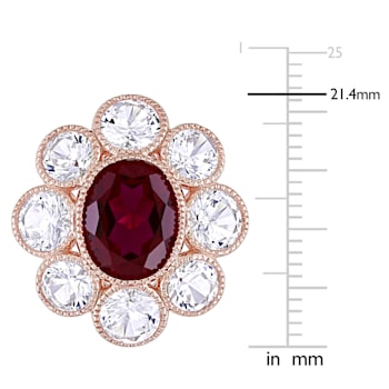 8 3/5 CT TGW Created Ruby and Created White Sapphire Floral Ring in 10K
Rose Gold