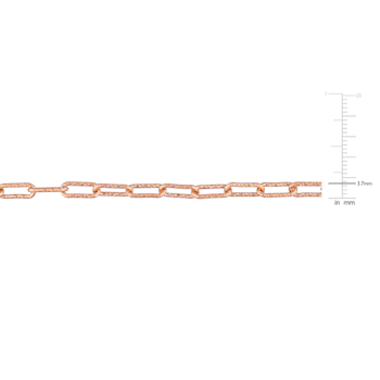 3.5MM Fancy Paper Clip Chain Necklace in Rose Plated Sterling Silver
