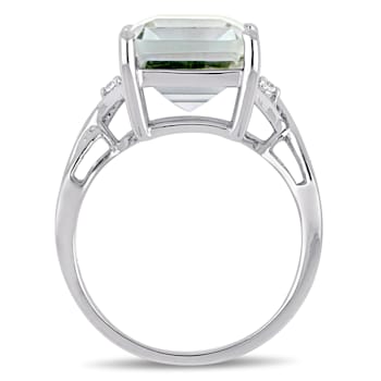 5 5/8 CT TGW Emerald Cut Green Quartz and White Topaz Twist Ring in
Sterling Silver