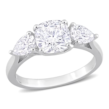 3 CT TGW Created Moissanite 3-Stone Ring in Sterling Silver