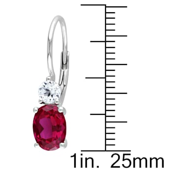 4-5/8ctw Created Ruby and Created White Sapphire Earrings in Sterling Silver