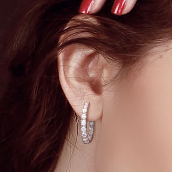 3 CT DEW Created Moissanite Inside-Outside Hinged Hoop Earrings in
Sterling Silver