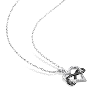 1/10 CT TW Diamond Heart Infinity Pendant with Chain in Sterling Silver
with Black Rhodium