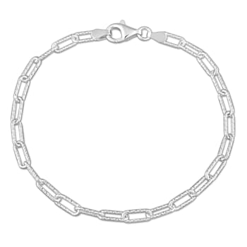 3.5MM Fancy Paperclip Chain Bracelet in Sterling Silver