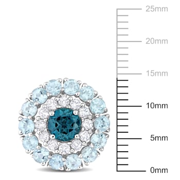 4 1/3 CT TGW London Blue, Sky Blue and White Topaz Stud Earrings in
Sterling Silver