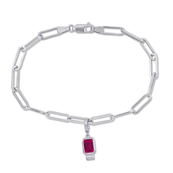 1 2/5 CT TGW Created Ruby and Created White Sapphire Bracelet in
Sterling Silver