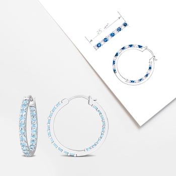 3 1/5 CT TGW Sky Blue Topaz inside-Outside Hoop Earrings in Sterling Silver
