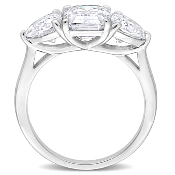4 1/10 CT TGW Created Moissanite 3-Stone Ring in Sterling Silver