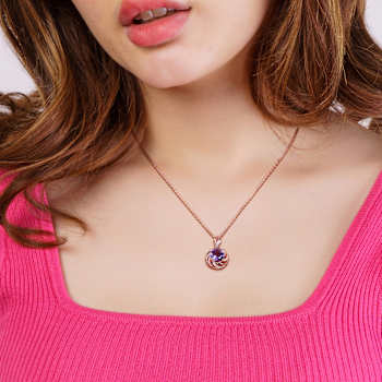 1 5/8 CT TGW Multi-Gemstones and Diamond Accent Pendant with Chain in
Rose Plated Sterling Silver