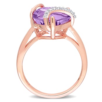 6 1/2 CT TGW Amethyst and Diamond Accent Heart Ring in Rose Plated
Sterling Silver