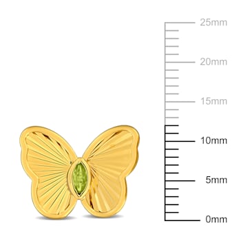 1/5 CT TGW Peridot Butterfly Stud Earrings in Yellow Plated Sterling Silver