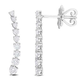5/8 CT TW Diamond Curved Line Earrings in 14K White Gold