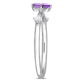 2/5 CT TGW Amethyst and Topaz 3-Stone Ring in Sterling Silver