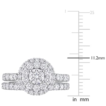 1 3/4 CT TGW Lab Grown Diamond Double Halo Bridal Set Ring in 14K White Gold