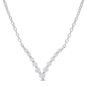 1/3 CT TGW Lab Grown Diamond "V" Necklace in Platinum Plated
Sterling Silver