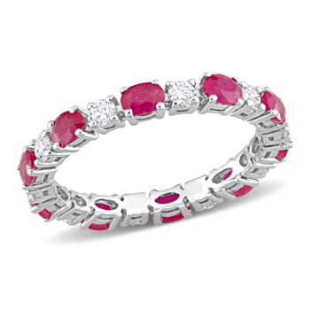 2 CT TGW Ruby and 3/4 CT TW Diamond Eternity Ring in 14K White Gold