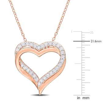 5/8 CT TGW Created White Sapphire Crossover Heart Pendant with Chain in
Rose Plated Sterling Silver
