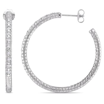 1/4 CT TW Diamond Hoop Earrings in Sterling Silver