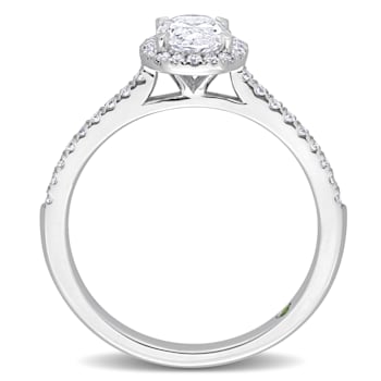 1 CT TGW Lab Grown Diamond with Tsavorite Accent Halo Engagement Ring in
14K White Gold
