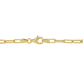 3.5MM Fancy Paperclip Chain Necklace in Yellow Plated Sterling Silver